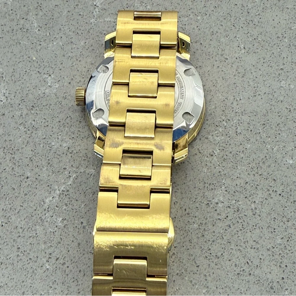 Movado Women's BOLD All Gold Stainless Steel Crystal Dot 36mm Watch New Battery